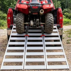 VEVOR Aluminum Trailer Ramps, 76 x 50 in Tri-Folding Truck Ramps with Straps & Non-Slip Rubber Fingers, 1500LBS Capacity ATV Loading Ramps for Pickup Trucks, Motorcycles, Lawn Mowers, Tractors, Carts