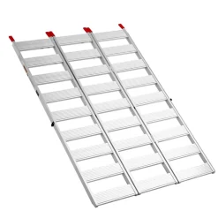 VEVOR Aluminum Trailer Ramps, 76 x 50 in Tri-Folding Truck Ramps with Straps & Non-Slip Rubber Fingers, 1500LBS Capacity ATV Loading Ramps for Pickup Trucks, Motorcycles, Lawn Mowers, Tractors, Carts