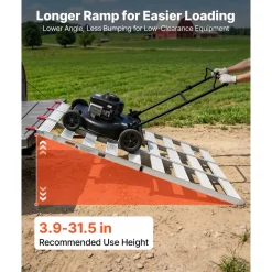 VEVOR Aluminum Trailer Ramps, 76 x 50 in Tri-Folding Truck Ramps with Straps & Non-Slip Rubber Fingers, 1500LBS Capacity ATV Loading Ramps for Pickup Trucks, Motorcycles, Lawn Mowers, Tractors, Carts