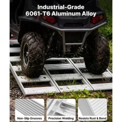 VEVOR Aluminum Trailer Ramps, 76 x 50 in Tri-Folding Truck Ramps with Straps & Non-Slip Rubber Fingers, 1500LBS Capacity ATV Loading Ramps for Pickup Trucks, Motorcycles, Lawn Mowers, Tractors, Carts