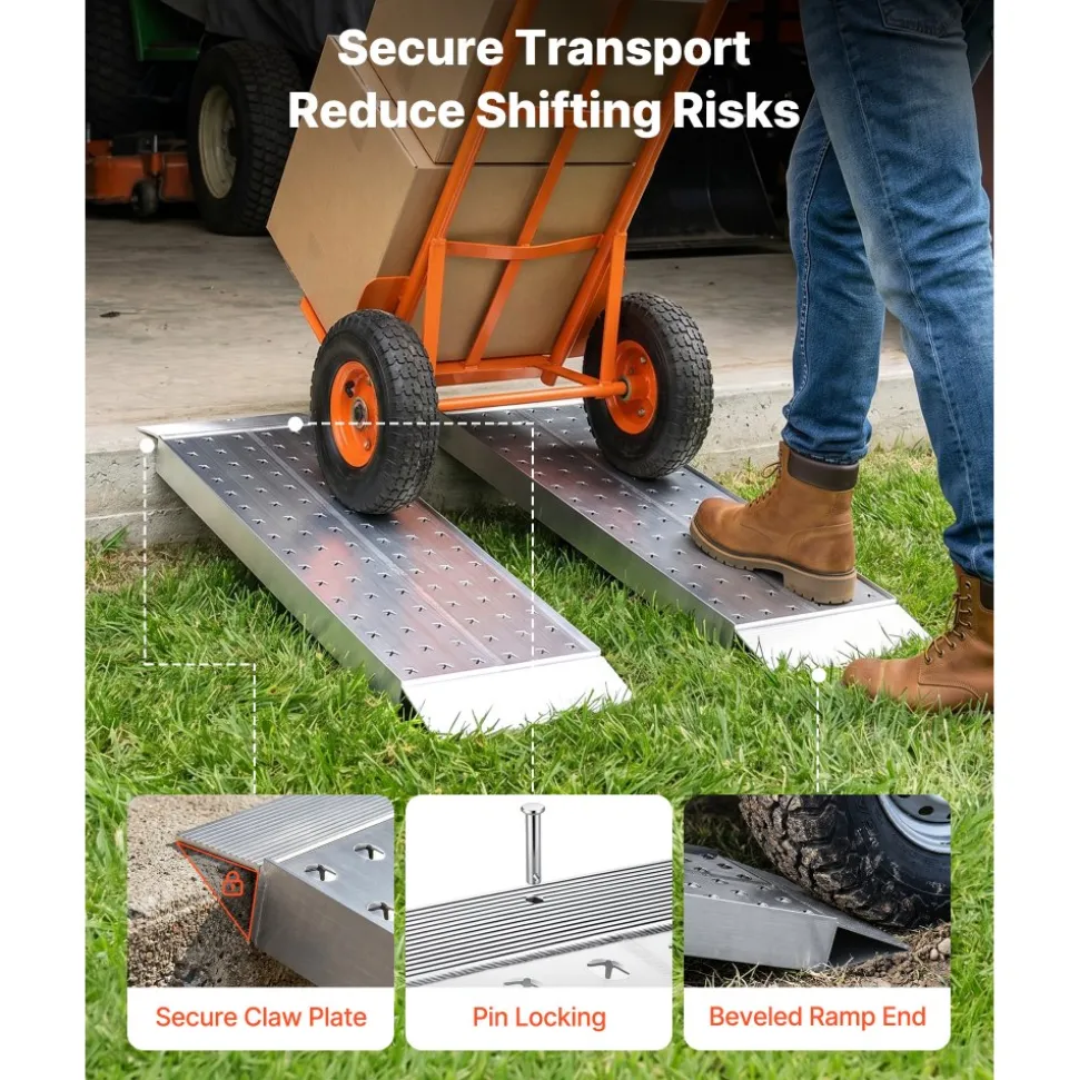 VEVOR Aluminum Trailer Ramps, 2PCS 39 x 12 in, Heavy-Duty ATV Ramp Set with Anti-Slip Plates, 3000LBS Combined Capacity Loading Ramps for Motorcycles, Lawn Mowers, Farm Tractors, Carts