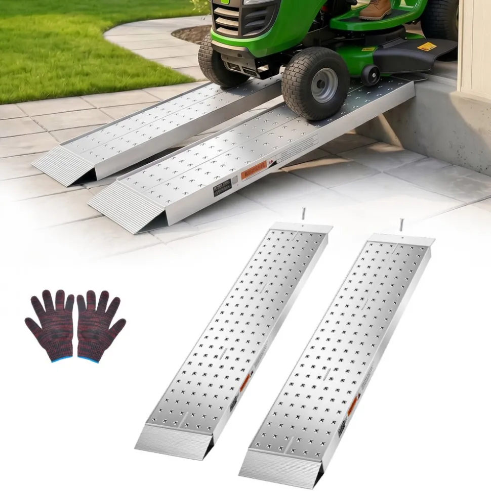 VEVOR Aluminum Trailer Ramps, 2PCS 55 x 12 in, Heavy-Duty ATV Ramp Set with Anti-Slip Plates, 3000LBS Combined Capacity Loading Ramps for Motorcycles, Lawn Mowers, Farm Tractors, Carts