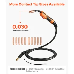 VEVOR 100A MIG Welding Gun with 10FT Cable, Replacement for Lincoln Magnum 100L (K530-5) - with 11PCS Mig Welding Contact Tips