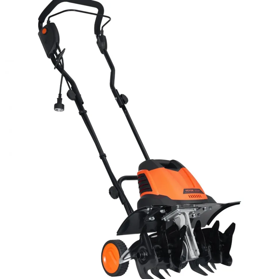 VEVOR 12 Amp Electric Tiller, 18" Tilling Width 3.94" Tilling Depth Corded Electric Tiller/Cultivator, Steel Mn Tines, Rototiller for Garden Lawn Soil Digging