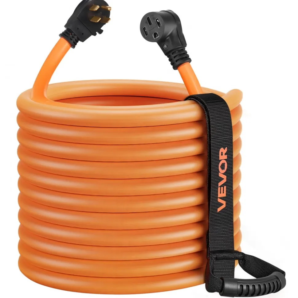 VEVOR 50 Amp 100 Feet RV Extension Cord, 125V/250V, Heavy Duty 6/3 + 8/1 Gauge STW RV Power Cord, NEMA 14-50P to NEMA 14-50R, with Power Indicator, Cord Organizer, 15A Adapter, for Camper Trailer