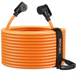 VEVOR 30 Amp 75 Feet RV Extension Cord, 125V 2500W, Heavy Duty 10/3 Gauge STW RV Power Cord, NEMA TT-30P to NEMA TT-30R, with Power Indicator, Cord Organizer, 15A Adapter, for Camper Travel Trailer