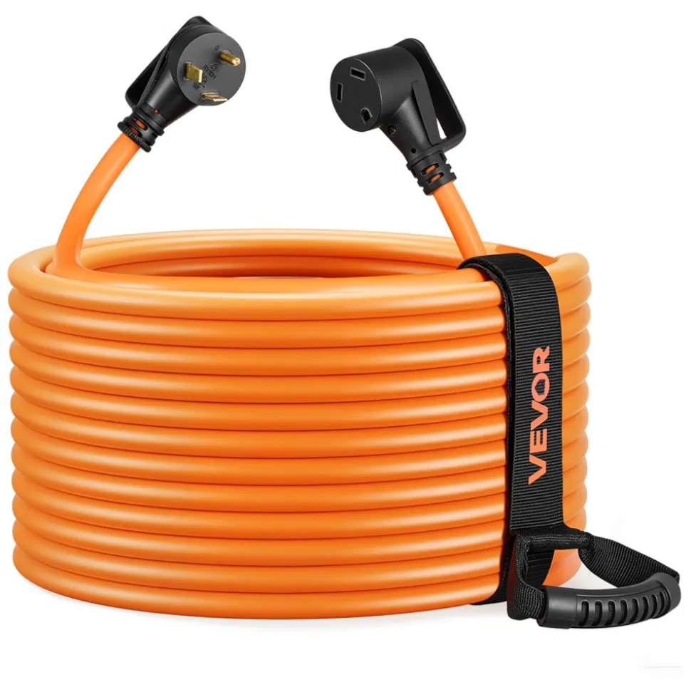 VEVOR 30 Amp 75 Feet RV Extension Cord, 125V 2500W, Heavy Duty 10/3 Gauge STW RV Power Cord, NEMA TT-30P to NEMA TT-30R, with Power Indicator, Cord Organizer, 15A Adapter, for Camper Travel Trailer