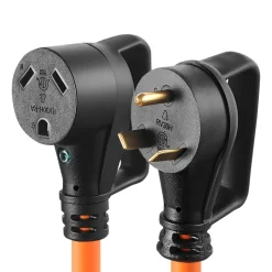 VEVOR 30 Amp 100 Feet RV Extension Cord, 125V 2500W, Heavy Duty 10/3 Gauge STW RV Power Cord, NEMA TT-30P to NEMA TT-30R, with Power Indicator, Cord Organizer, 15A Adapter, for Camper Travel Trailer