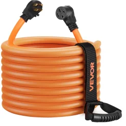 VEVOR 50 Amp 75 Feet RV Extension Cord, 125V/250V 7500W, Heavy Duty 6/3 + 8/1 Gauge STW RV Power Cord, NEMA 14-50P to NEMA 14-50R, with Power Indicator, Cord Organizer, 15A Adapter, for Camper Trailer
