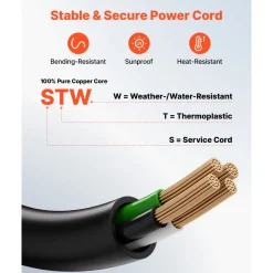 VEVOR 30 Amp Generator Cord and Power Inlet Box, 75 FT, 125/250V NEMA L14-30P to L14-30R Heavy Duty Extension Power Cord, SJTW 10 Gauge 7500W, Pre-Drilled Inlet Box, for Generator to House, ETL Listed