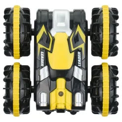 VEVOR Amphibious Remote Control Car Boat, 2.4GHz 12 km/h, 4WD Waterproof RC Car for Kids, 360° Rotating Stunt Car with 2 Batteries, All Terrain Water Beach Pool Toy for 6+ Year Old Boys Girls, Yellow