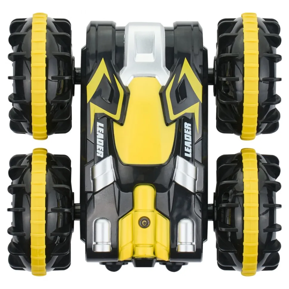VEVOR Amphibious Remote Control Car Boat, 2.4GHz 12 km/h, 4WD Waterproof RC Car for Kids, 360° Rotating Stunt Car with 2 Batteries, All Terrain Water Beach Pool Toy for 6+ Year Old Boys Girls, Yellow