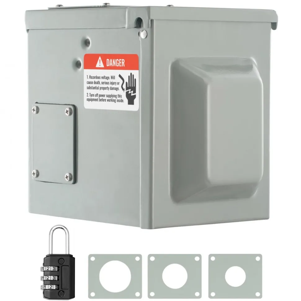 VEVOR 30 Amp RV Power Outlet Box, 125 Volt, Enclosed Lockable Outdoor RV Receptacle Box, NEMA TT-30R Weatherproof Electrical Panel, for RV Camper Trailer Motorhome, Tested to Standards