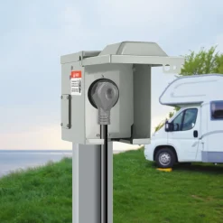 VEVOR 30 Amp RV Power Outlet Box, 125 Volt, Enclosed Lockable Outdoor RV Receptacle Box, NEMA TT-30R Weatherproof Electrical Panel, for RV Camper Trailer Motorhome, Tested to Standards