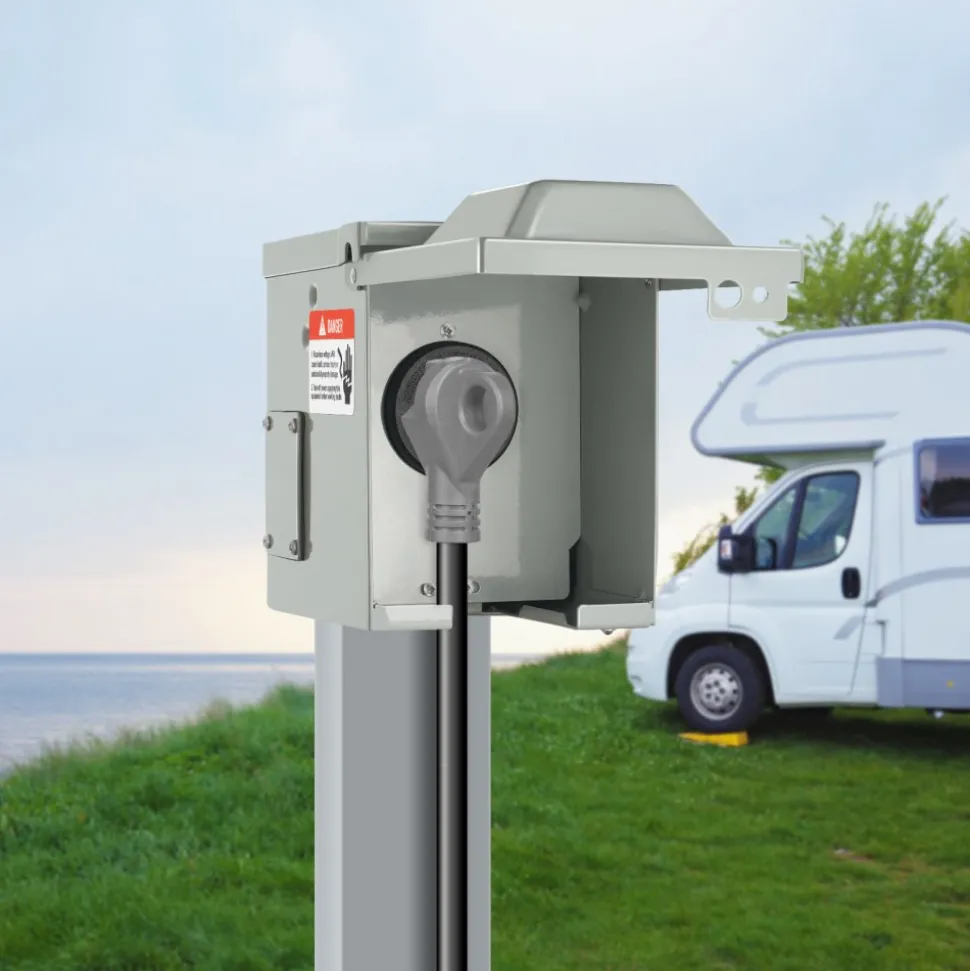 VEVOR 30 Amp RV Power Outlet Box, 125 Volt, Enclosed Lockable Outdoor RV Receptacle Box, NEMA TT-30R Weatherproof Electrical Panel, for RV Camper Trailer Motorhome, Tested to Standards