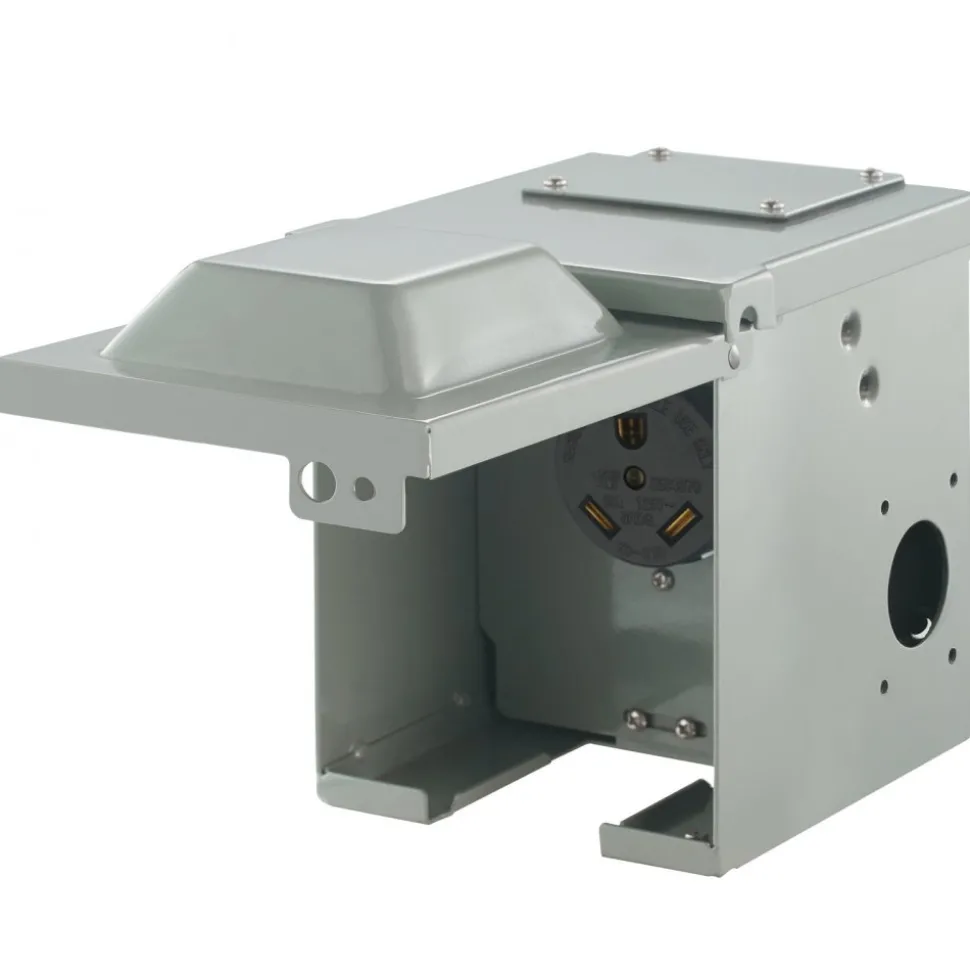 VEVOR 30 Amp RV Power Outlet Box, 125 Volt, Enclosed Lockable Outdoor RV Receptacle Box, NEMA TT-30R Weatherproof Electrical Panel, for RV Camper Trailer Motorhome, Tested to Standards