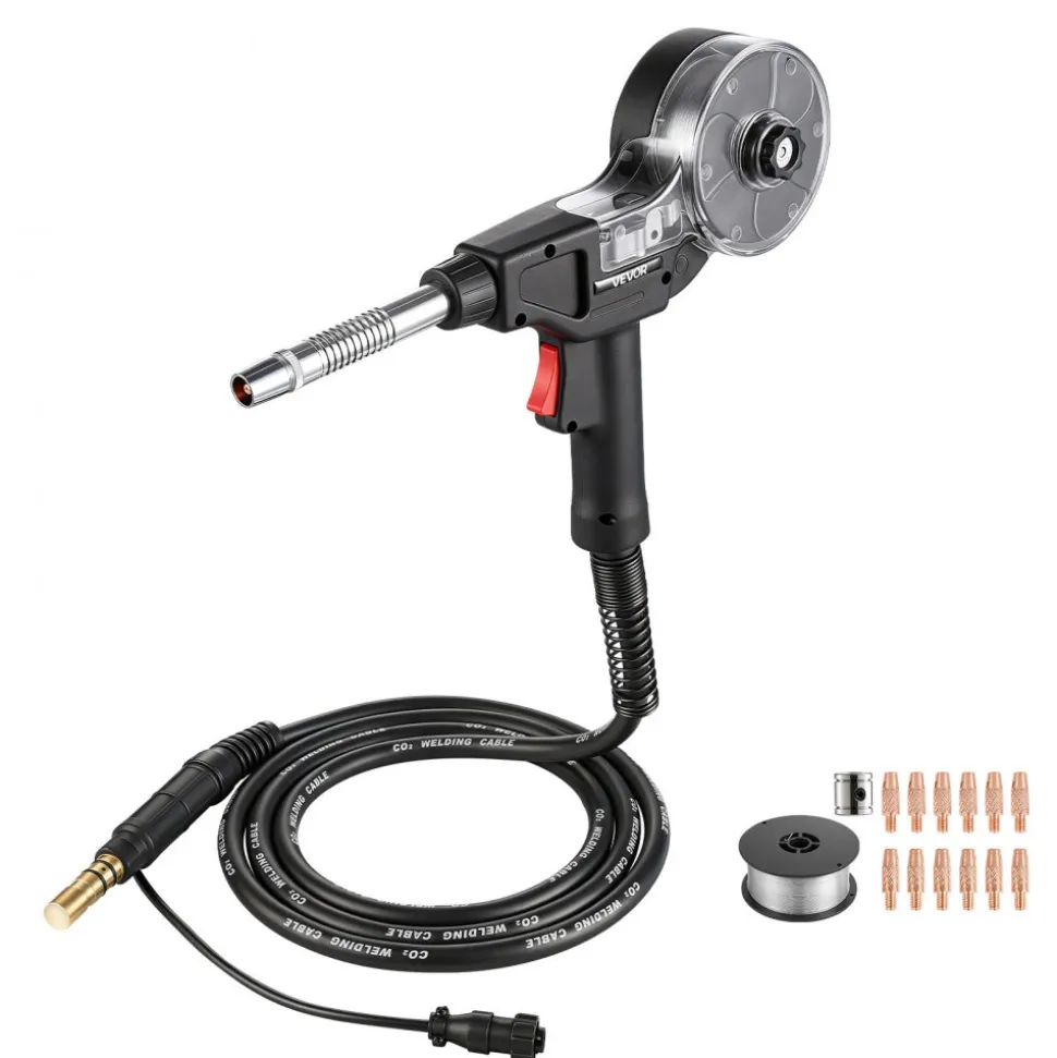 VEVOR 135Amp Spool Gun with 10FT Cable, Replacement for Miller Spoolmate 100 - with 11PCS Mig Welding Contact Tips & ER4043 0.035" Aluminum Mig Welding Wire