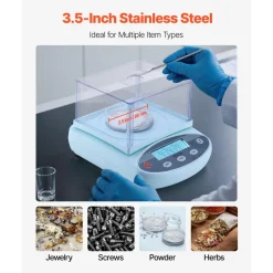 VEVOR Analytical Balance, 200 g x 0.001 g, High Precision Accuracy Lab Scale, 13 Units Electronic Digital Analytical Balance with Glass Draft Shield and Weighing Pan, for Laboratory Jewelry Pharmacy