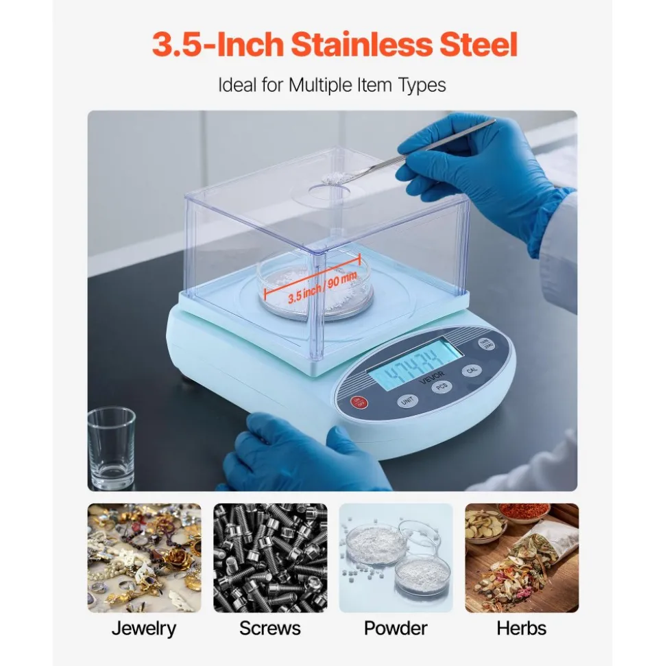 VEVOR Analytical Balance, 200 g x 0.001 g, High Precision Accuracy Lab Scale, 13 Units Electronic Digital Analytical Balance with Glass Draft Shield and Weighing Pan, for Laboratory Jewelry Pharmacy