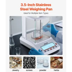 VEVOR Analytical Balance, 120 g x 0.001 g High Precision Accuracy Lab Scale, g/oz/ct/mg 4 Units Electronic Digital Analytical Balance with Glass Draft Shield, for Laboratory Jewelry Pharmacy