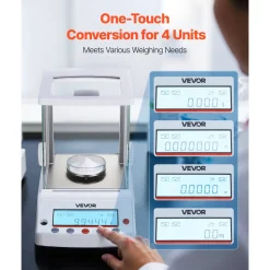 VEVOR Analytical Balance, 120 g x 0.001 g High Precision Accuracy Lab Scale, g/oz/ct/mg 4 Units Electronic Digital Analytical Balance with Glass Draft Shield, for Laboratory Jewelry Pharmacy