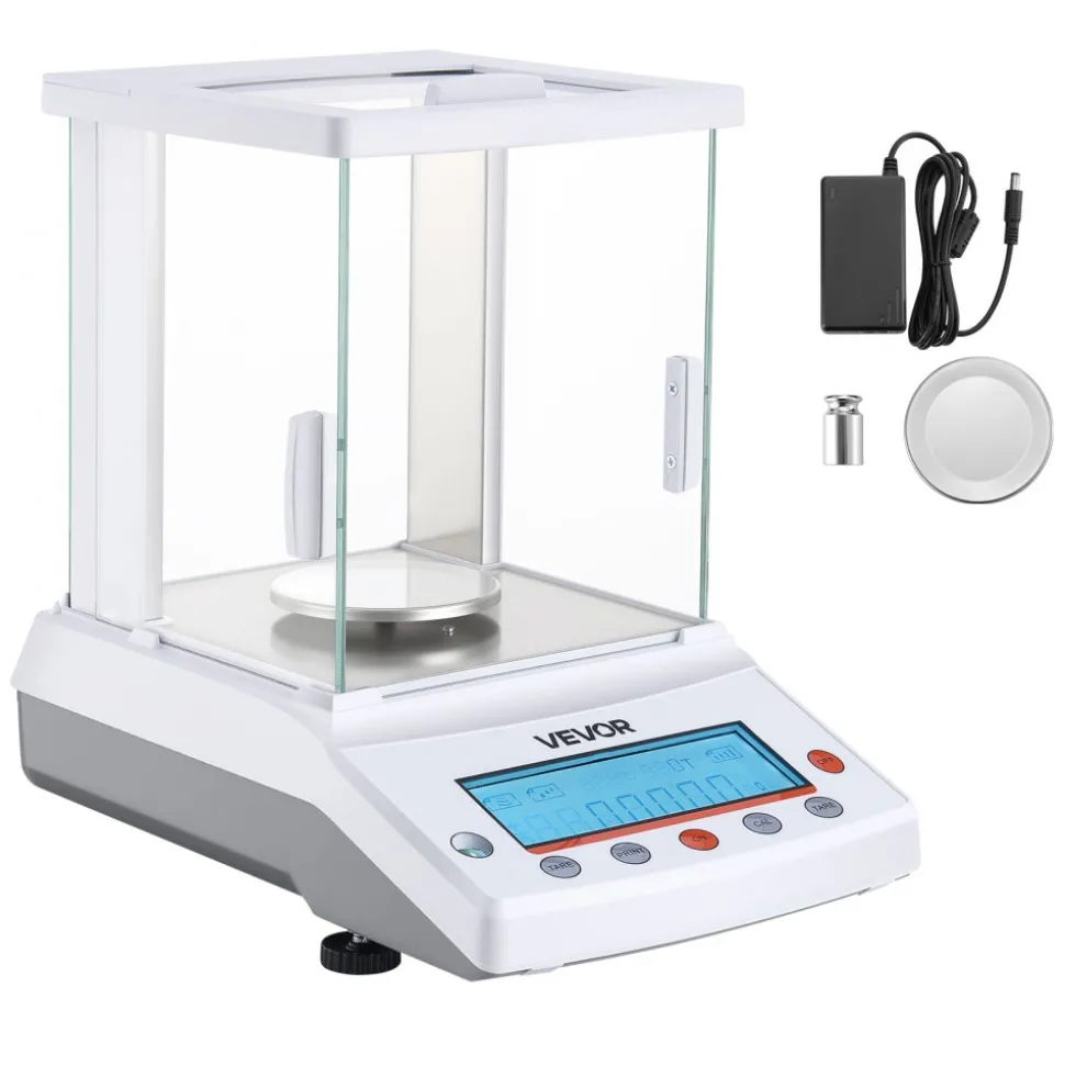VEVOR Analytical Balance, 220 g x 0.1 mg, 0.0001 g High Precision Accuracy Lab Scale, g/oz/ct/mg 4 Units Electronic Digital Analytical Balance with Glass Draft Shield, for Laboratory Jewelry Pharmacy
