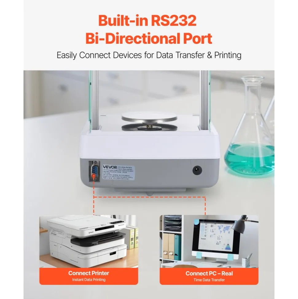 VEVOR Analytical Balance, 220 g x 0.1 mg, 0.0001 g High Precision Accuracy Lab Scale, g/oz/ct/mg 4 Units Electronic Digital Analytical Balance with Glass Draft Shield, for Laboratory Jewelry Pharmacy