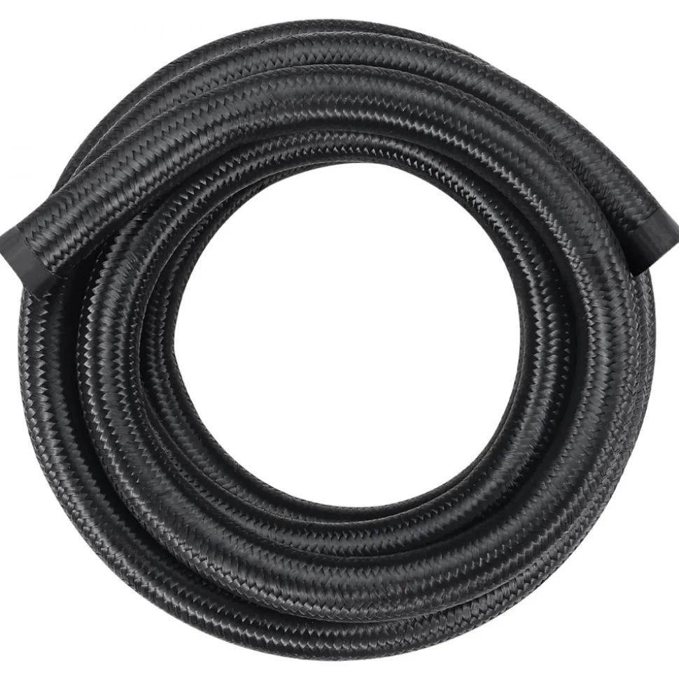 VEVOR 10AN Fuel Line Kit, 10 FT Fuel Hose Kit, 0.55" Nylon Stainless Steel Braided Fuel Line Oil/Gas/Diesel Hose End Fitting Kit, with 7 PCS Swivel Fitting Adapter Kit, Black
