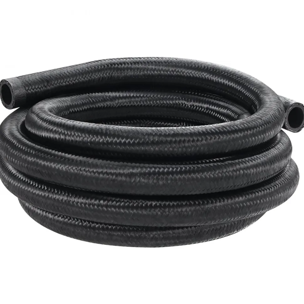 VEVOR 10AN Fuel Line Kit, 10 FT Fuel Hose Kit, 0.55" Nylon Stainless Steel Braided Fuel Line Oil/Gas/Diesel Hose End Fitting Kit, with 7 PCS Swivel Fitting Adapter Kit, Black