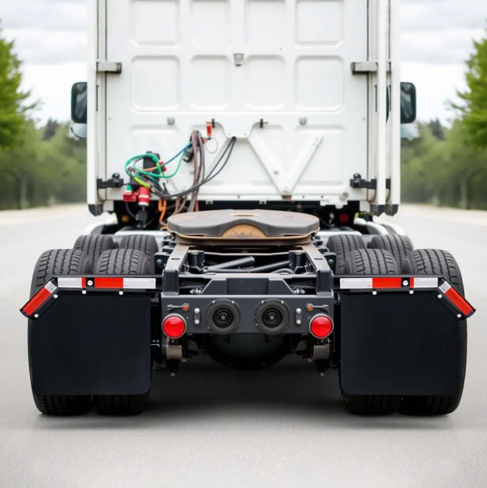 VEVOR Angled Spring Loaded Mud Flap Hangers, 1-1/8" Bolt Spacing Mudflap Hangers for Semi Trucks, 1 Pair Heavy Duty Semi Truck Mud Flap Hanger Set with Reflective Strips, Black
