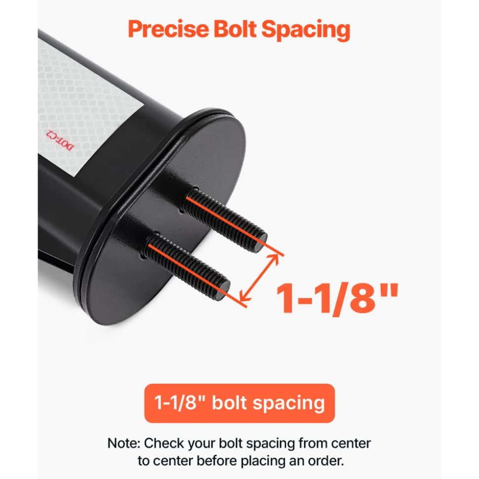 VEVOR Angled Spring Loaded Mud Flap Hangers, 1-1/8" Bolt Spacing Mudflap Hangers for Semi Trucks, 1 Pair Heavy Duty Semi Truck Mud Flap Hanger Set with Reflective Strips, Black