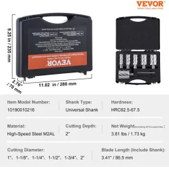 VEVOR Annular Cutter Set, 6 pcs Universal Shank Mag Drill Bits, 1