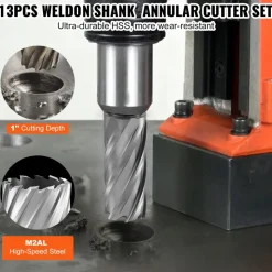 VEVOR Annular Cutter Set, 6 pcs Weldon Shank Mag Drill Bits, 1/2