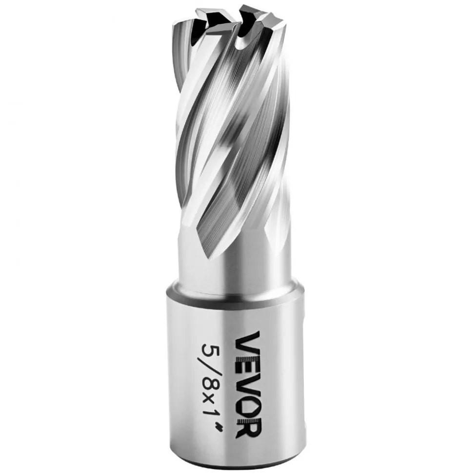 VEVOR Annular Cutter Set, 5 pcs Weldon Shank Mag Drill Bits Kit, 1" Cutting Depth, 5/8" Cutting Diameter, HSS, 3 Drill Bits with 2 Pilot Pins and 3 Plastic Cases, for Magnetic Drills, Steel, Aluminum