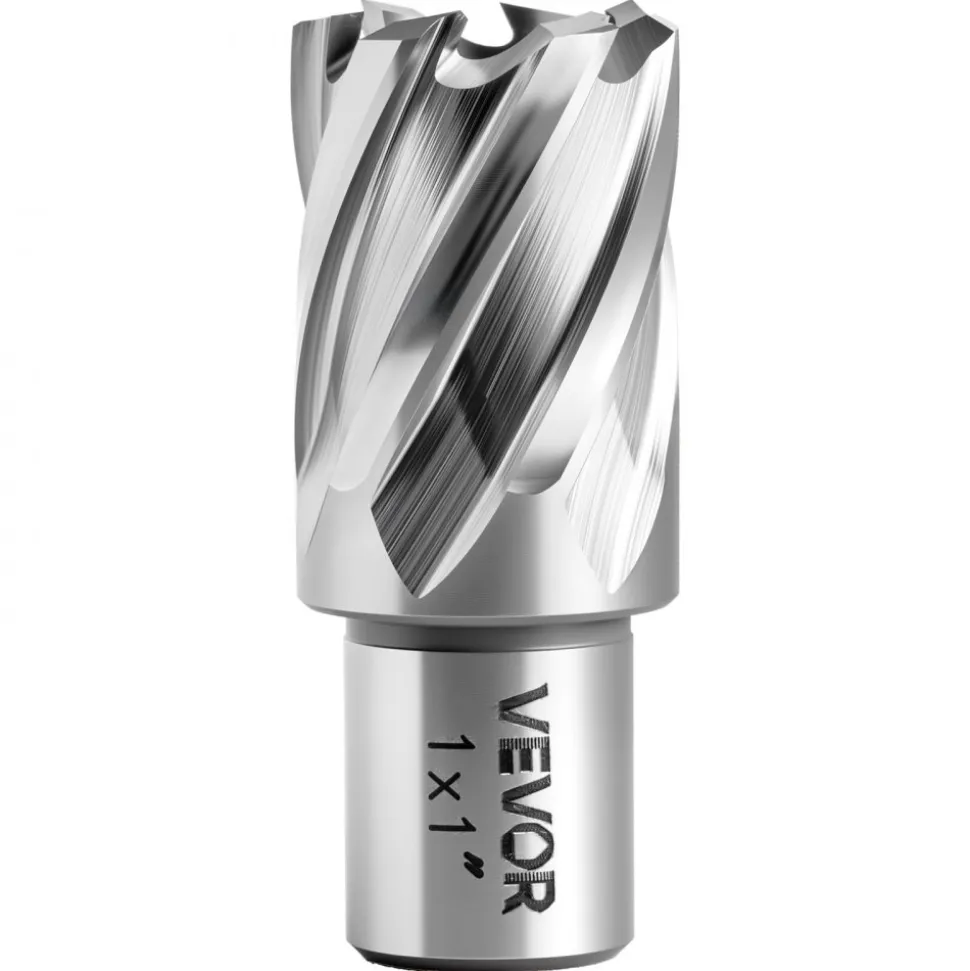 VEVOR Annular Cutter Set, 4 pcs Weldon Shank Mag Drill Bits Kit, 1" Cutting Depth, 1" Cutting Diameter, HSS, 2 Drill Bits with 2 Pilot Pins and Plastic Cases, for Magnetic Drills, Steel, Aluminum