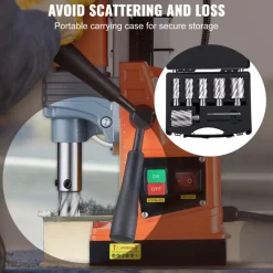 VEVOR Annular Cutter Set, 6 pcs Weldon Shank Mag Drill Bits, 1" to 2" Cutting Diameter, 2" Cutting Depth, M2AL High-Speed Steel, with 2 Pilot Pins and Portable Case, for Using with Magnetic Drills