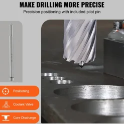 VEVOR Annular Cutter Set, 6 pcs Weldon Shank Mag Drill Bits, 1" to 2" Cutting Diameter, 2" Cutting Depth, M2AL High-Speed Steel, with 2 Pilot Pins and Portable Case, for Using with Magnetic Drills