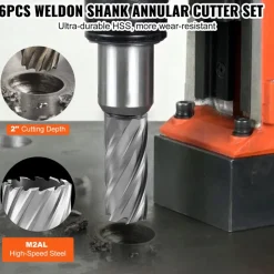 VEVOR Annular Cutter Set, 6 pcs Weldon Shank Mag Drill Bits, 1