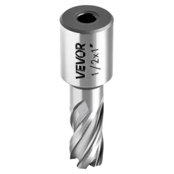 VEVOR Annular Cutter Set, 5 pcs Weldon Shank Mag Drill Bits Kit, 1" Cutting Depth, 1/2" Cutting Diameter, HSS, 3 Drill Bits with 2 Pilot Pins and 3 Plastic Cases, for Magnetic Drills, Steel, Aluminum