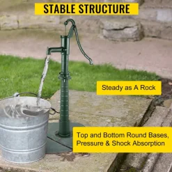 VEVOR Antique Hand Water Pump Stand Pitcher Pump Stand Cast Iron Well Pump Stand with Pre-set 0.5