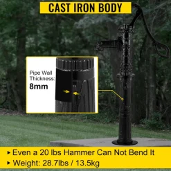VEVOR Antique Hand Water Pump Stand Pitcher Pump Stand Cast Iron Well Pump Stand with Pre-set 0.5
