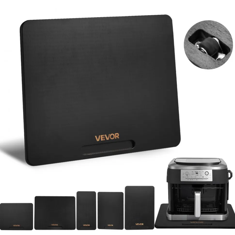 VEVOR Appliance Slider, Medium 13 x 16-inch, Rolling Sliding Tray with Silent Rubber Wheels & Hollow Handle, Easy to Clean, Appliance Rolling Tray for Coffee Maker, Kitchen Countertop, Black