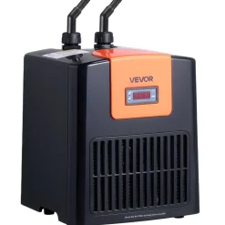 VEVOR Aquarium Chiller 52 Gallon, 1/10 HP Water Chiller for Hydroponics, Fast Cooling for Fish Tank, Axolotl, Coral Reef, Quiet Refrigeration Compressor, Titanium Evaporator, Complete Fittings