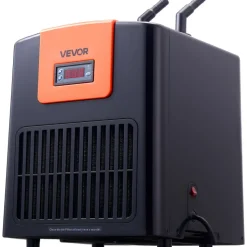 VEVOR Aquarium Chiller 52 Gallon, 1/10 HP Water Chiller for Hydroponics, Fast Cooling for Fish Tank, Axolotl, Coral Reef, Quiet Refrigeration Compressor, Titanium Evaporator, Complete Fittings
