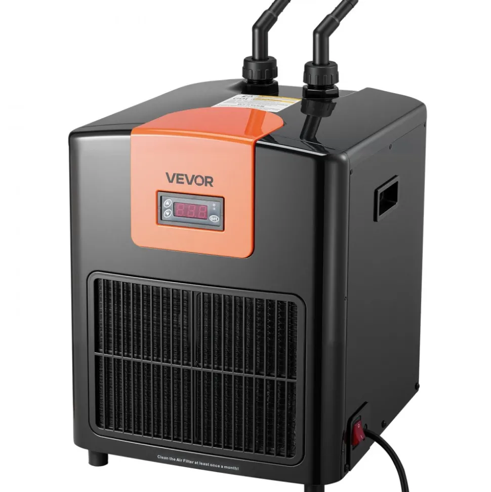 VEVOR Aquarium Chiller 92 Gallon, 1/4 HP Water Chiller for Hydroponics, Fast Cooling for Fish Tank, Axolotl, Coral Reef, Quiet Refrigeration Compressor, Titanium Evaporator, Complete Fittings