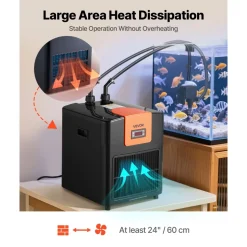 VEVOR Aquarium Chiller 110 Gallon, 1/3 HP Water Chiller for Hydroponics, Fast Cooling for Fish Tank,Axolotl,Coral Reef,Quiet Refrigeration Compressor, Titanium Evaporator,Complete Fittings