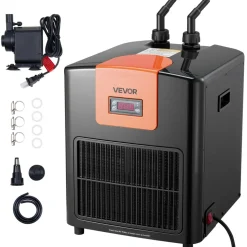 VEVOR Aquarium Chiller 110 Gallon, 1/3 HP Water Chiller for Hydroponics, Fast Cooling for Fish Tank,Axolotl,Coral Reef,Quiet Refrigeration Compressor, Titanium Evaporator,Complete Fittings