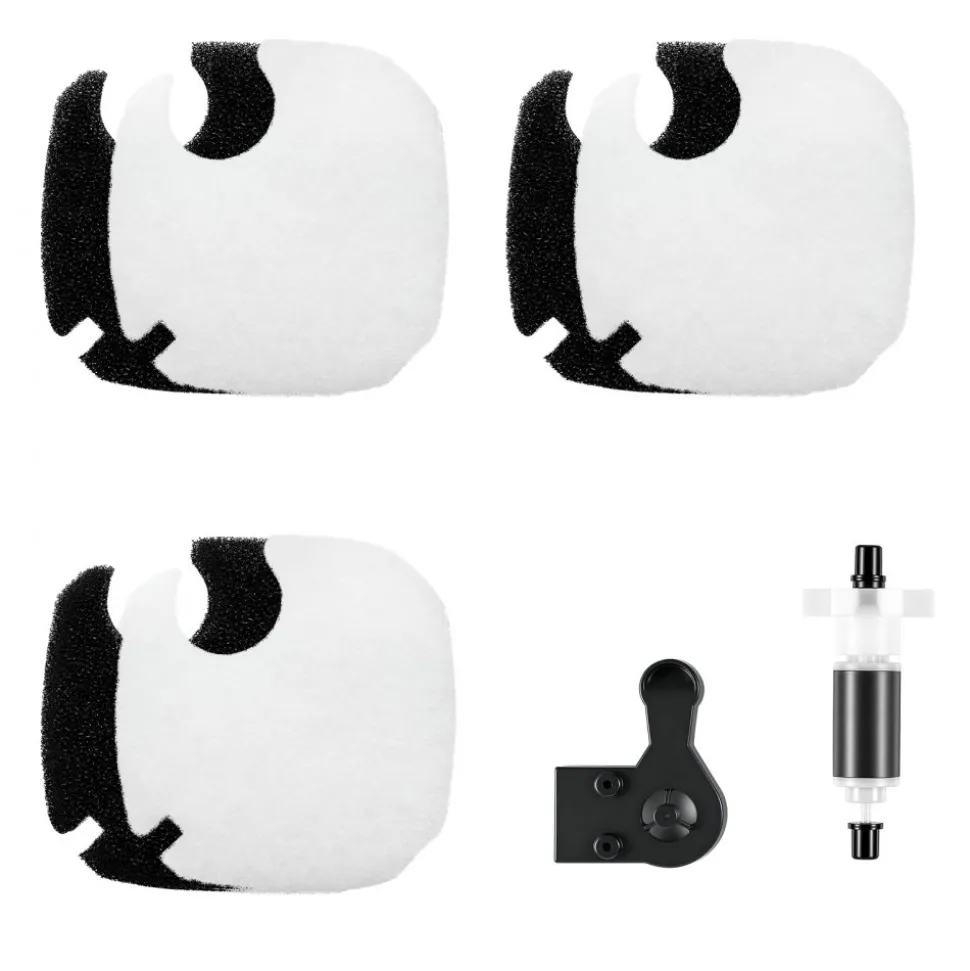 VEVOR Aquarium Filter Media Pads, 6 PCS Replacement with Impeller for CF800, Canister Floss Replacement for Fish Tank, Zirconia Impeller Shaft, 3 Black Polyurethane Foam & 3 White Polyester Fiber Pads