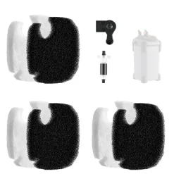 VEVOR Aquarium Filter Media Pads, 6 PCS Replacement with Impeller for CF800, Canister Floss Replacement for Fish Tank, Zirconia Impeller Shaft, 3 Black Polyurethane Foam & 3 White Polyester Fiber Pads