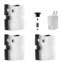 VEVOR Aquarium Filter Media Pads, 6 PCS Replacement with Impeller for AQ500, Canister Floss Replacement for Fish Tank, Zirconia Impeller Shaft, 3 Black Polyurethane Foam & 3 White Polyester Fiber Pads